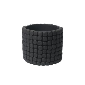 Cement flower pot (3 assorted designs) cream-brown-black with bubbles - Φ14.5X11.8CM 3/12BOX