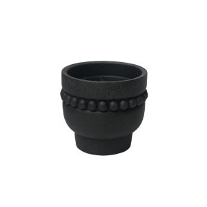 Cement flower pot (3 assorted designs) cream-brown-black with bubbles and base - Φ13.5X12CM 3/12BOX