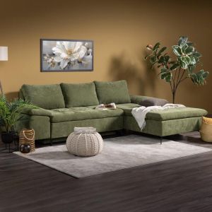 Corner sofa bed Andi right corner green color 268X185X79CM