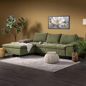 Corner sofa bed Andi left corner green color 268X185X79CM