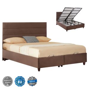 Hm623.02 кафяво кадифено легло с място за съхранение Eloise за матрак 160X200 см.