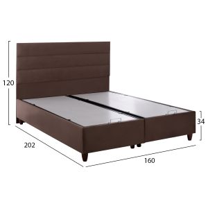 Hm623.02 кафяво кадифено легло с място за съхранение Eloise за матрак 160X200 см.