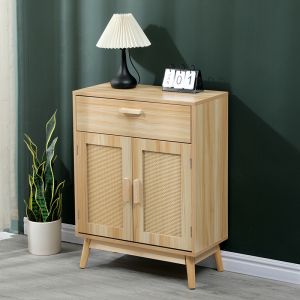 Бюфет от скандинавски бор и ратан в естествен цвят 60x30x80см