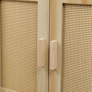 Бюфет от скандинавски бор и ратан в естествен цвят 60x30x80см