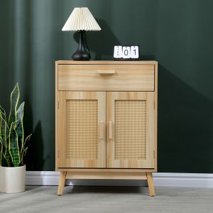 Бюфет от скандинавски бор и ратан в естествен цвят 60x30x80см