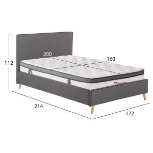 Двойно легло с матрак Indra HM10810.01 сив текстил-за матрак 160X200СМ.