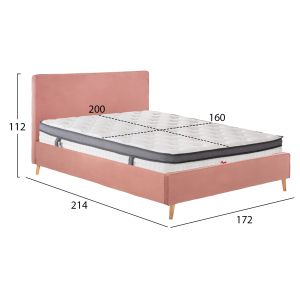 Двойно легло с матрак Indra HM10810.12 пепел от рози кадифе-за матрак 160X200СМ.