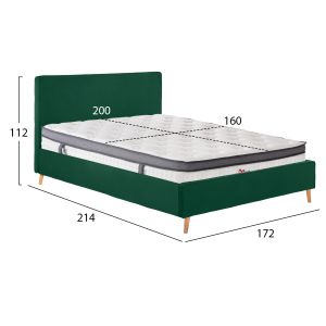 Двойно легло с матрак Indra HM10810.13 кипарисово зелено кадифе-за матрак 160X200СМ.