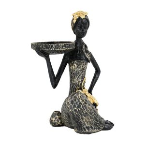 Декоративна женска фигура FL245405 черен цвят 18X13X24СМ