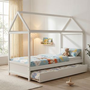 Детско легло DreamHouse Монтесори борова дървесина бяло 90x190см