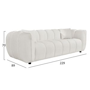 Диван 3-местен Lykke HM3323.02 екрю текстил 229X89X70HСМ.