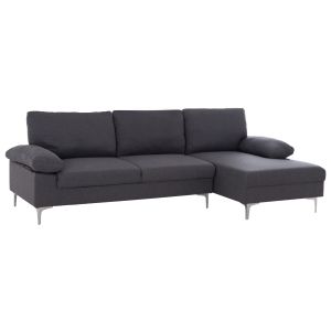 Диван десен ъгъл Anton HM3340.01R сив текстил-метални крака 260X130X84HСМ.
