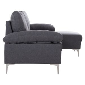 Диван десен ъгъл Anton HM3340.01R сив текстил-метални крака 260X130X84HСМ.