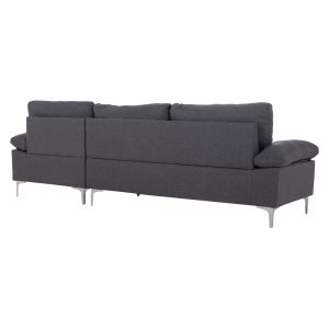 Диван десен ъгъл Anton HM3340.01R сив текстил-метални крака 260X130X84HСМ.