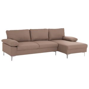 Диван десен ъгъл Anton HM3340.02R цвят сленова кост текстил-метални крака 260X130X84HСМ.