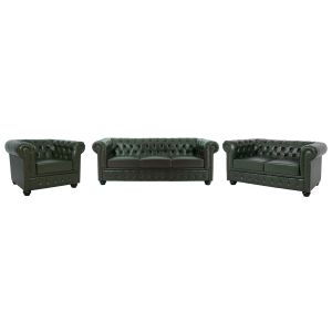 Комплект за дневна 3ч. Mobar HM10912.08 еко Кожаpu) тип честърфийлд-кипарисово зелено