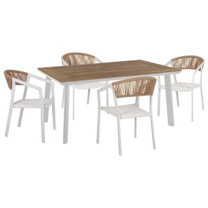 Градинска маса и столове 5ч. Taber HM10838.01 алуминиеви полидърво-бял