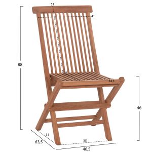 Градинска маса и столове 5ч. сгъваем Karlin HM10922 тиково дърво в натурален цвят