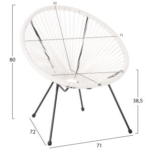 Градински комплект за сядане 3ч. Acapulco HM11861.12 P.e. ратан бял-метал в черно