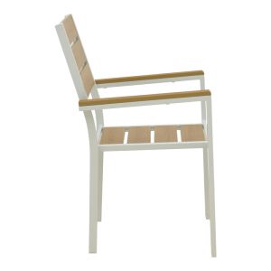 Градински стол Breze от шперплат в естествен алуминий в бял нюанс 57.5x60x88см