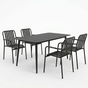 Комплект маса и столове Heven Vista от 5 части черен алуминий 120x70x72см
