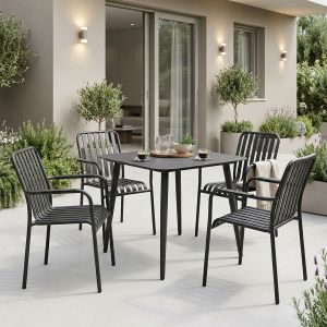 Комплект маса и столове Heven Vista от 5 части черен алуминий 80x80x72см