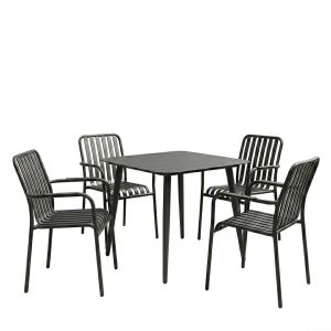 Комплект маса и столове Heven Vista от 5 части черен алуминий 80x80x72см