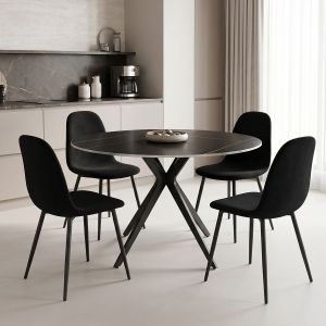 Комплект маса и столове стола Bella и черна орбитална маса D120x76 см