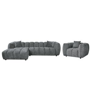 Комплект ъглов диван ляв- фотьойл Lykke HM10820.02L екрю текстил