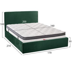 Легло с матрак &amp; място за съхранение Allie HM10805.13 кипарисово зелено кадифе-матрак 160χ200см.