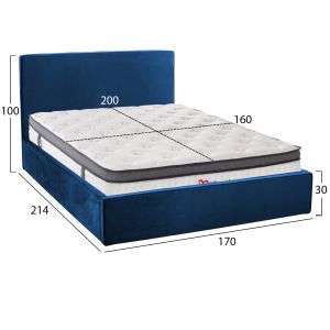 Легло с матрак &amp; място за съхранение Allie HM10805.18 синьо кадифе-матрак 160χ200см.