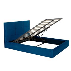 Легло с матрак &amp; място за съхранение Briley HM10807.08 синьо кадифе-за матрак 160X200СМ.