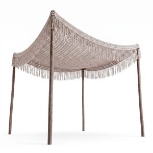 Макраме Shelto от полипамук в бежов цвят 200x200x27см