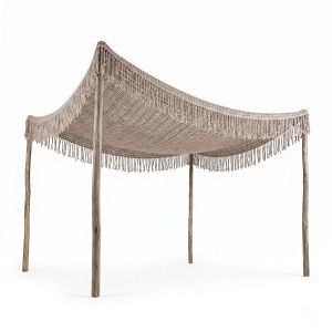 Макраме Shelto от полипамук в бежов цвят 300x400x27см