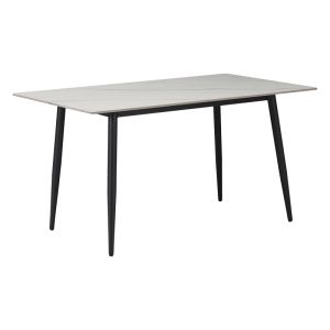 Table Gustas white marble sintered stone-black metal 160x80x76cm
