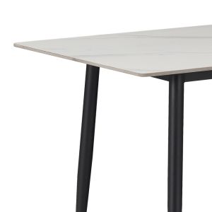 Table Gustas white marble sintered stone-black metal 160x80x76cm