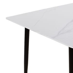 Table Gustas white marble sintered stone-black metal 160x80x76cm