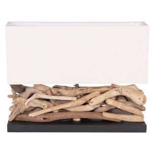 Настолна лампа правоъгълна Twiggy HM4432 плаващо Дървоdriftwood) &amp; бяла шапка 50X16.5X38HСМ.