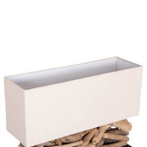 Настолна лампа правоъгълна Twiggy HM4432 плаващо Дървоdriftwood) &amp; бяла шапка 50X16.5X38HСМ.