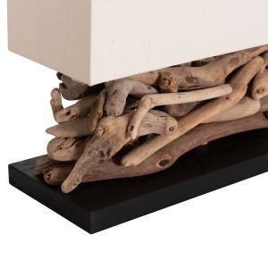 Настолна лампа правоъгълна Twiggy HM4432 плаващо Дървоdriftwood) &amp; бяла шапка 50X16.5X38HСМ.