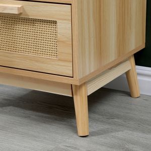 Нощно шкафче Scandy с рафт, борова дървесина-ратан в естествен цвят 40x39.5x55см