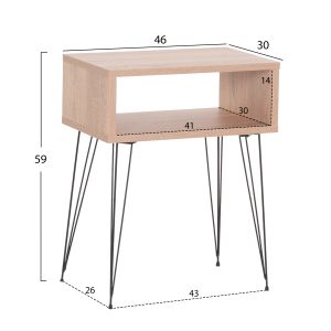 Нощно шкафче Todd HM18184.03 меламин в цвят сонома-метални крака в черно 46X30X59HСМ.