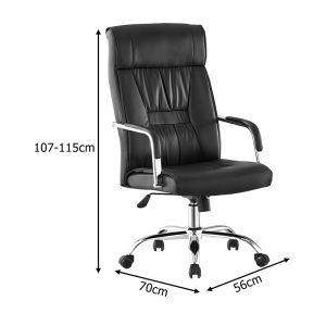 Офис стол Biani pu черен, 56x70x107-115 см