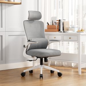 Офис стол Kesi HM1222.02 светлосив мрежест текстил-бял Pp 52X50X122HСМ.