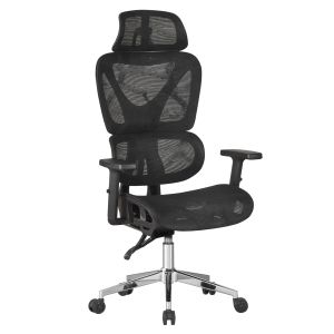 Офис стол Novar HM1217.01 черен мрежест текстил-хромирана база 51X49X129HСМ.