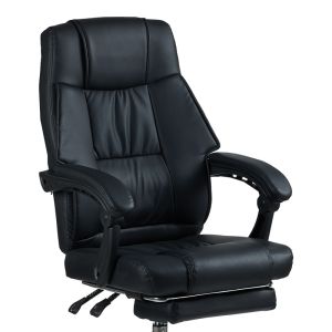 Офис стол с поставка за крака Vimmi pu черен 60x62.5x102-112см