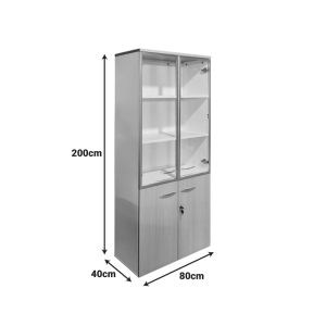Офис шкаф със стъклени врати Armadi sonoma-white 80x40x200см