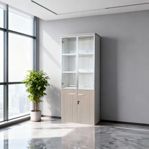 Офис шкаф със стъклени врати Armadi sonoma-white 80x40x200см