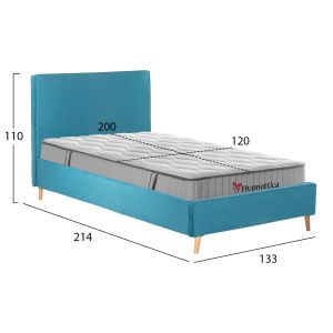 Полудвойно легло с матрак Maylin HM10758.02 тюркоазено кадифе-матрак 120X200СМ.