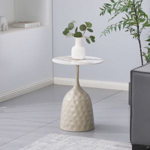 Помощна маса Amphora cappuccino метал-мрамор имитация травертин D40x60см